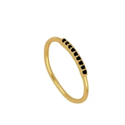 Anillo Runa Black Plata Dorada