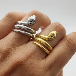 Anillo Serpiente Plata Dorada