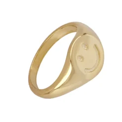 Anillo Smiley Plata Dorada