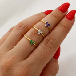 Anillo Snow Green Plata Dorada