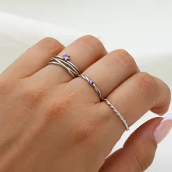 Anillo Space Lila Plata