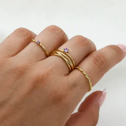 Anillo Trenzado Plata Dorada