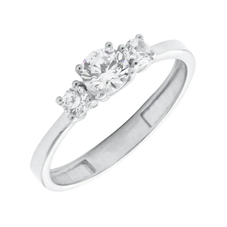 Anillo Tresillo Oro Blanco 18K