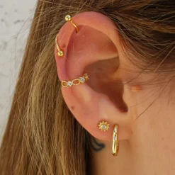 Aros Arella Circonita Plata Dorada