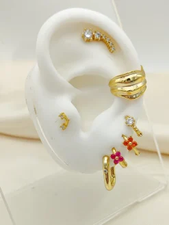 Aros Arella Circonita Plata Dorada