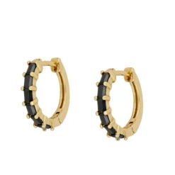 Aros Astrid Black Plata Dorada