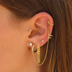 Aros Big Acra Circonitas Plata Dorada