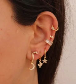 Aros Cactus Circonitas Plata Dorada
