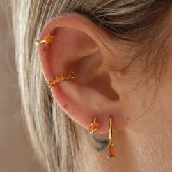 Aros Cleo Naranja Plata