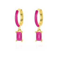 Aros Clio Fucsia Plata Dorada
