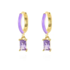 Aros Clio Lila Plata Dorada