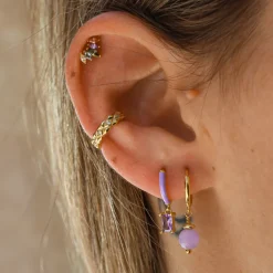 Aros Clio Lila Plata Dorada