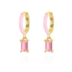 Aros Clio Pink Plata Dorada