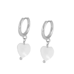 Aros Corazón Nácar Plata