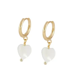 Aros Corazón Nácar Plata Dorada
