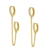 Aros Doble Acra Chain Plata Dorada