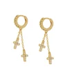 Aros Doble Croixed Chain Plata Dorada