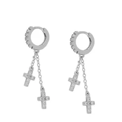 Aros Doble Croixed Chain Plata