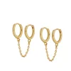 Aros Doble Lue Chain Plata Dorada