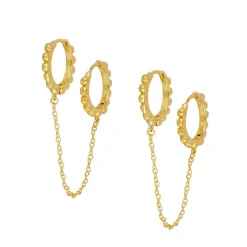 Aros Doble Pompeya Chain Plata Dorada