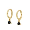 Aros Dunia Black Plata Dorada