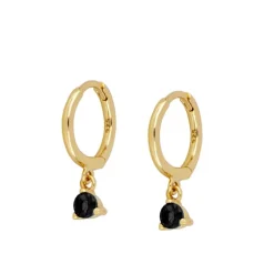 Aros Dunia Black Plata Dorada