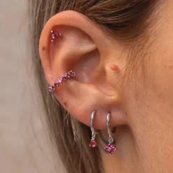 Aros Dunia Fucsia Plata