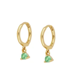 Aros Dunia Green Plata Dorada