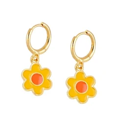 Aros Flower Amarillo Plata Dorada