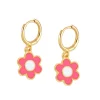 Aros Flower Rosa Plata Dorada