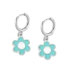 Aros Flower Turquesa Plata