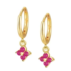 Aros Glam Fucsia Plata Dorada