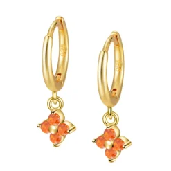 Aros Glam Naranja Plata Dorada