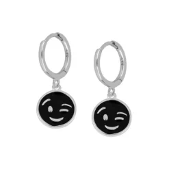 Aros Guiño Black Plata