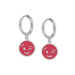 Aros Guiño Fucsia Plata