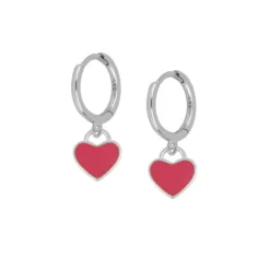 Aros Heart Fucsia Plata