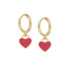 Aros Heart Fucsia Plata Dorada
