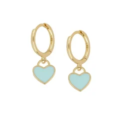 Aros Heart Turquesa Plata Dorada