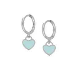 Aros Heart Turquesa Plata