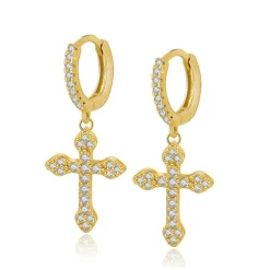 Aros Isabel Cross Plata Dorada