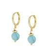 Aros Jade Azul Plata Dorada