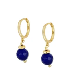 Aros Jade Blue Plata Dorada