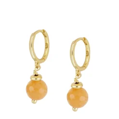 Aros Jade Naranja Plata Dorada