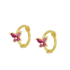 Aros Marilia Fucsia Plata Dorada
