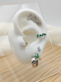 Aros Marilia Verde Plata