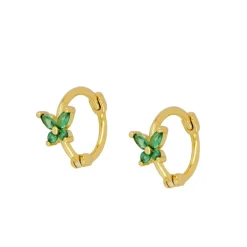 Aros Marilia Verde Plata Dorada