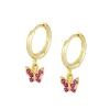 Aros Mariposa Fucsia Plata Dorada