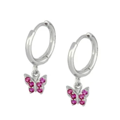Aros Mariposa Fucsia Plata