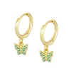 Aros Mariposa Green Plata Dorada