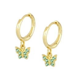 Aros Mariposa Green Plata Dorada